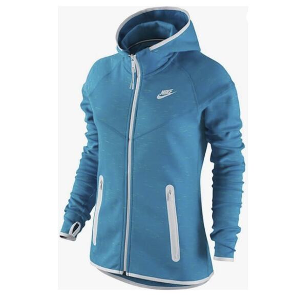 Nike Women's Tech Fleece FZ Hoodie Blue Yellow Size XS - Picture 1 of 8
